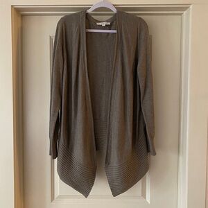 LOFT Cozy Open Cardigan Sweater in Tan
